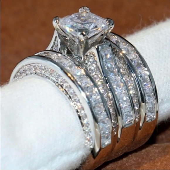 NEW* 3pc Silver Wedding Set - Picture 2 of 3